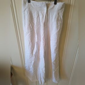 White Linen Wide Legged Pants